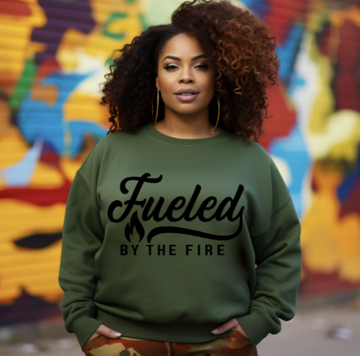 Custom Christian Faith Sweatshirt, Mom/Dad Shirt, Fueled by the fire God Scripture Sweatshirt, Jesus Inspirational Spiritual Sweatshirt